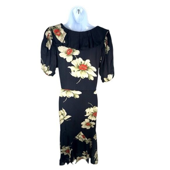 The Great Floral Medley Dress L 100% Viscose Midi Dress Boho Prairie Romantic - Picture 8 of 12
